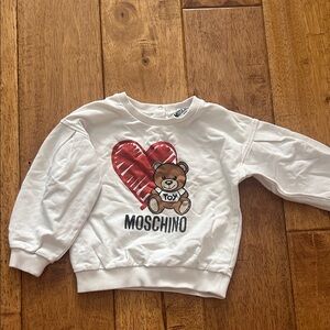 Moschino Baby White Sweatshirt with Red Heart & Brown Teddy